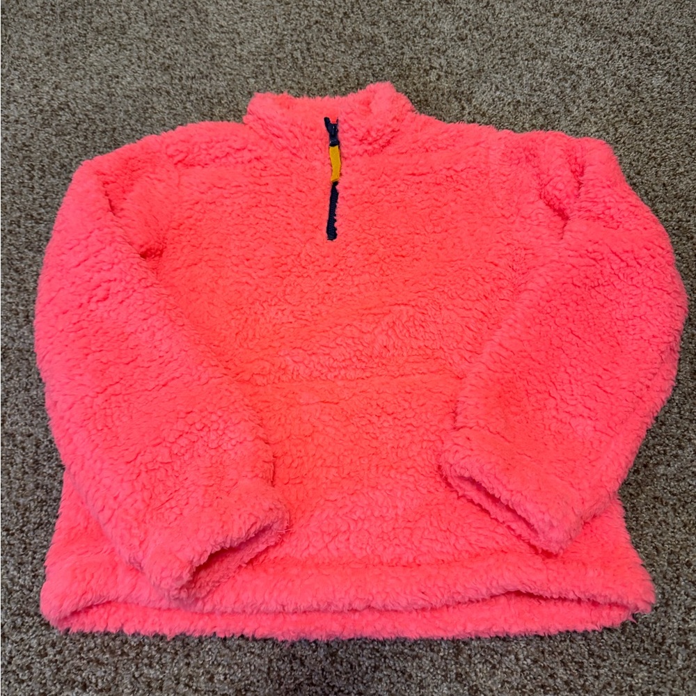 Gap Kids Bright Coral Fleece Quarter Zip, Size XL (12)
